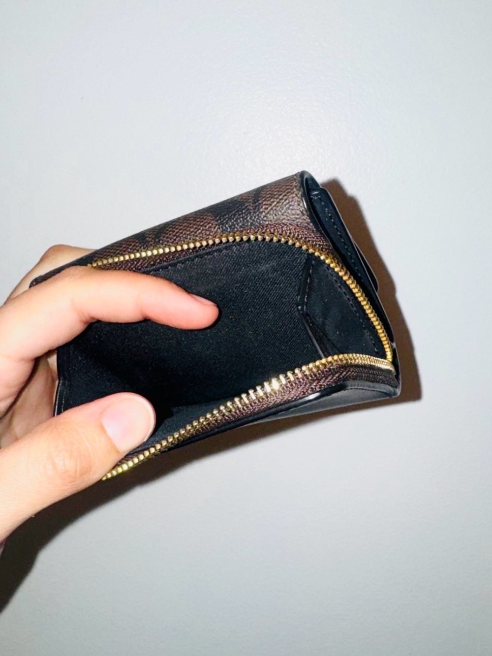 Coach Canvas/Leather Signature Wallet Brown/Black With Signature Logo - Picture 2 of 4